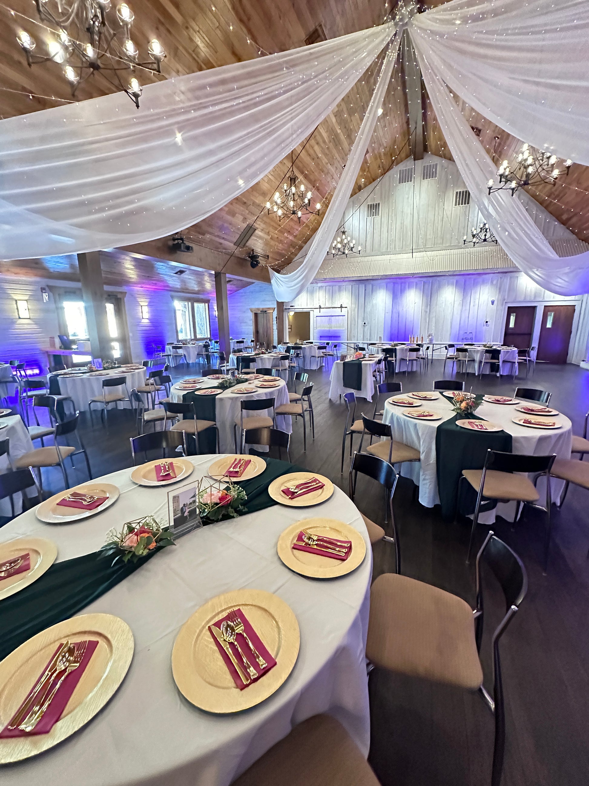 Table at wedding with decor at silo event center